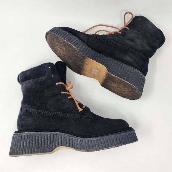 Rag & Bone Boots Women EU37.5/US7.5 Sloane Black Calf Suede Platform Lace-up - Picture 4 of 8